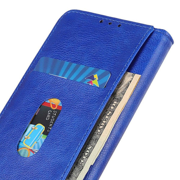 Äkta läder Xiaomi Redmi 12C / Xiaomi Redmi 11A fodral med magnetisk stängning Blå