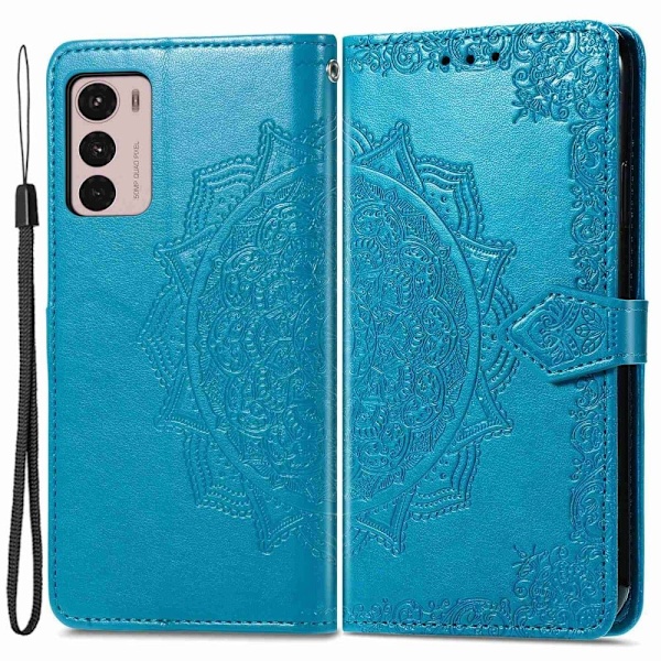 Mandala läder Motorola Moto G42 fodral - Blå Blå