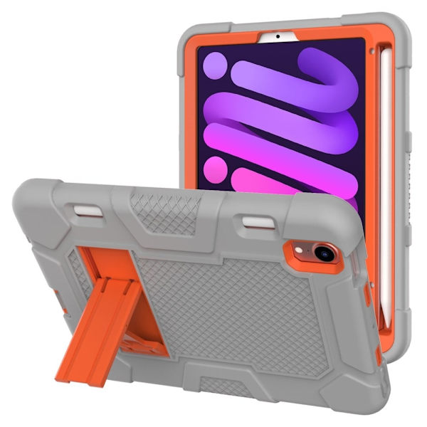 iPad Mini 6 (2021) TPU + silikonskydd - Grå / Orange Silvergrå