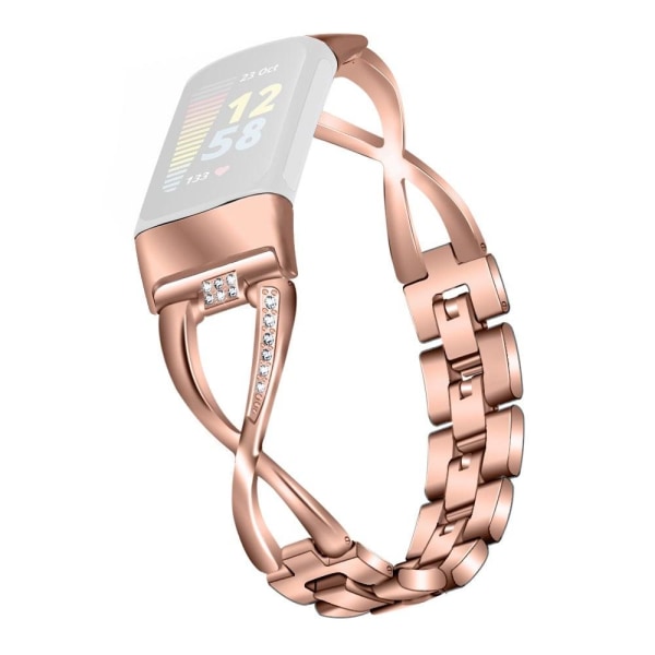 Fitbit Charge 4 / 3 elegant rhinestone décor stainless steel wat Pink