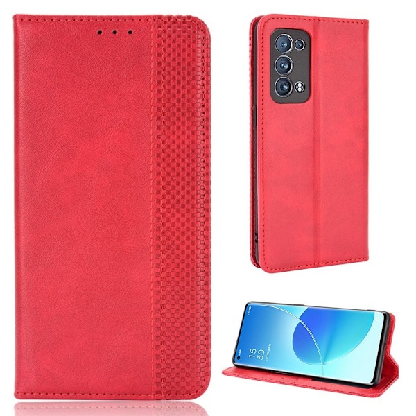 Bofink Vintage läder Oppo Reno6 Pro Plus 5G fodral - Röd Röd
