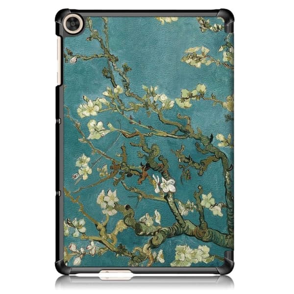 Huawei MatePad T10 mønster tri-fold læderetui - Abrikosblomst Green