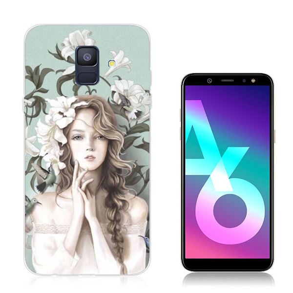 Samsung Galaxy A6 (2018) Muovinen Joustava Kuvallinen Takasuoja Kuori - Kaunis Tyttö Multicolor