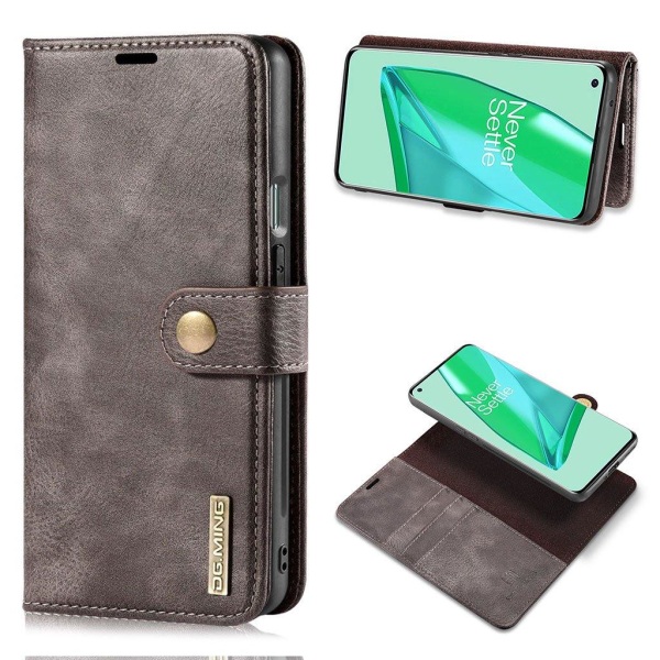 DG.MING OnePlus 9 Pro 2-in-1 Wallet Case - Grey Silver grey