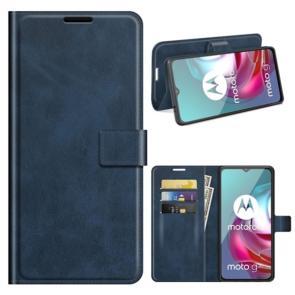 Wallet-style Læder Etui til Motorola Moto G30 / G10 - Blå Blue