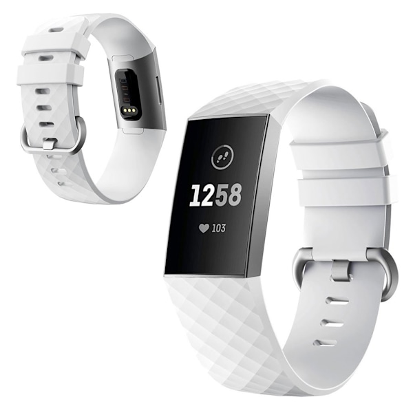 Fitbit Charge 4 / 3 timanttikuvioinen kellonauha - Valkoinen Koko: S White