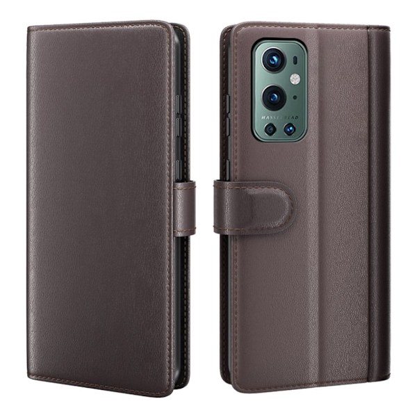 Äkta läder OnePlus 9 Pro fodral med korthållare Brun
