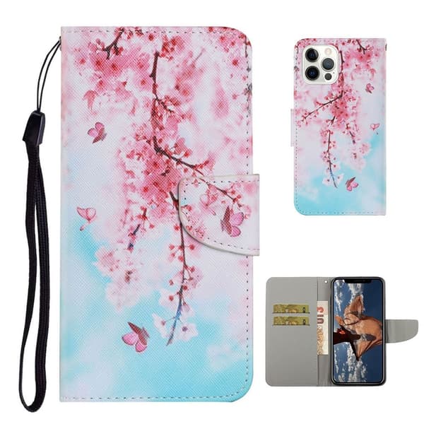 Wonderland iPhone 13 Pro Flippetui - Rosa Blomst Multicolor