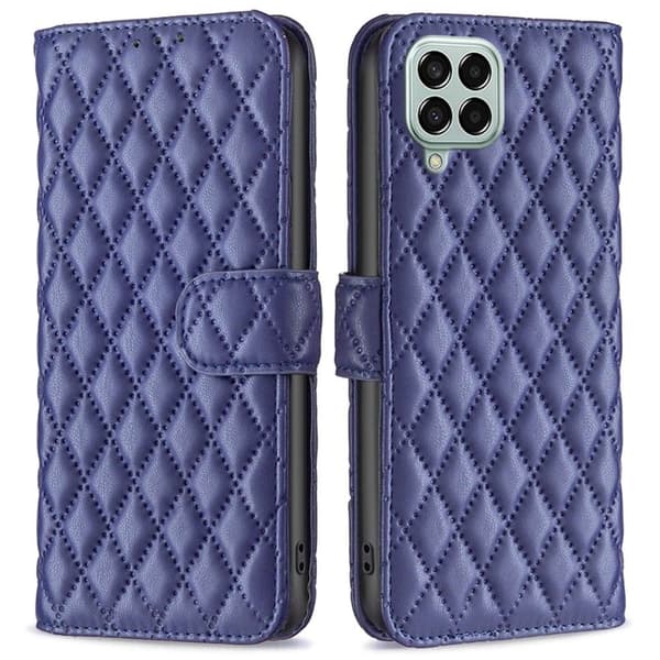 Matt Samsung Galaxy M33 5G fodral med rombmönster - Blå Blå