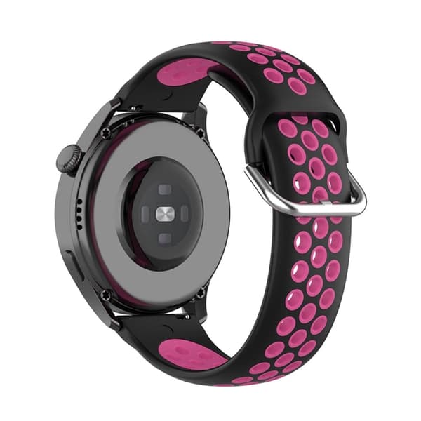 Ticwatch GTX / Pro tofarvet silikone urrem - Sort / Rose Pink