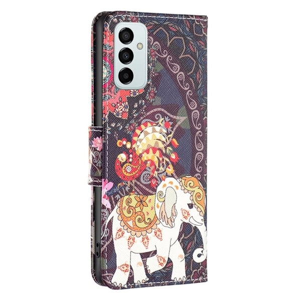 Wonderland Samsung Galaxy M23 flip kuoret - Kukka Ja Norsu Multicolor