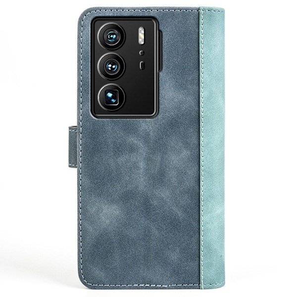 Kaksivärinen nahkainen läppäkotelo ZTE Axon 40 Ultra - Sininen Blue