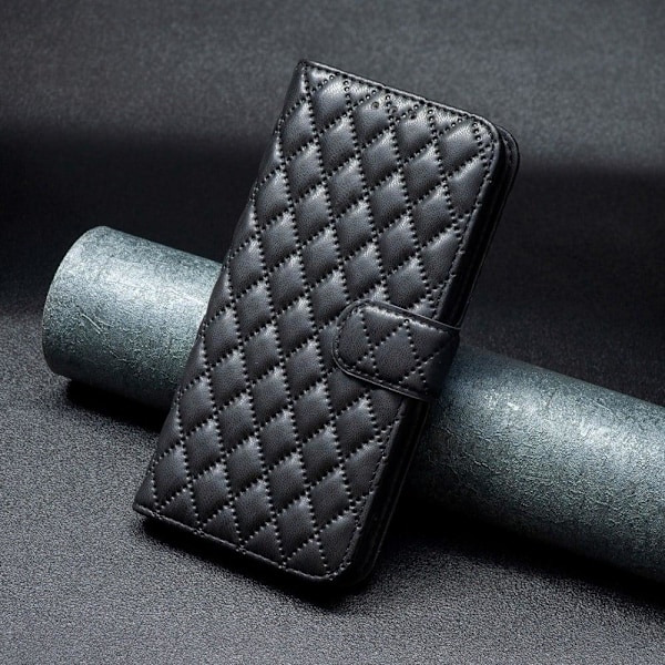 Rhombus mat Google Pixel 7a flip etui - Sort Black