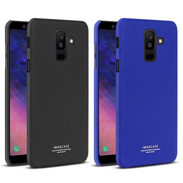 IMAK Cowboy Samsung Galaxy A6 Plus plastiketui med ringstativ og skærmfilm - Mat Sort Black