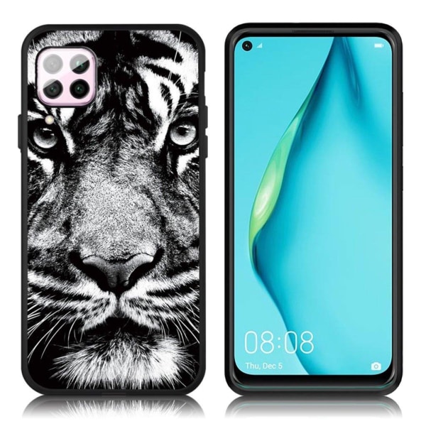 Imagine Huawei P40 Lite / Nova 6 SE Cover - Tiger Ansigt Black