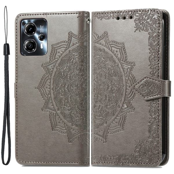 Mandala Motorola Moto G23 / G13 Flip Fodral - Grå Silvergrå