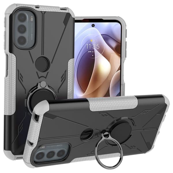 Kickstand-skydd med magnetisk platta för Motorola Moto G41 / G31 - Vit Vit