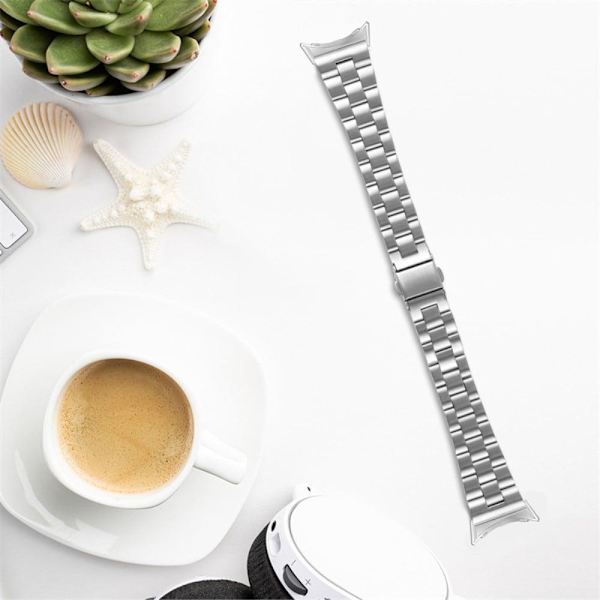 Klockarmband med 3 pärlor i rostfritt stål Google Pixel Watch - Silver Silvergrå