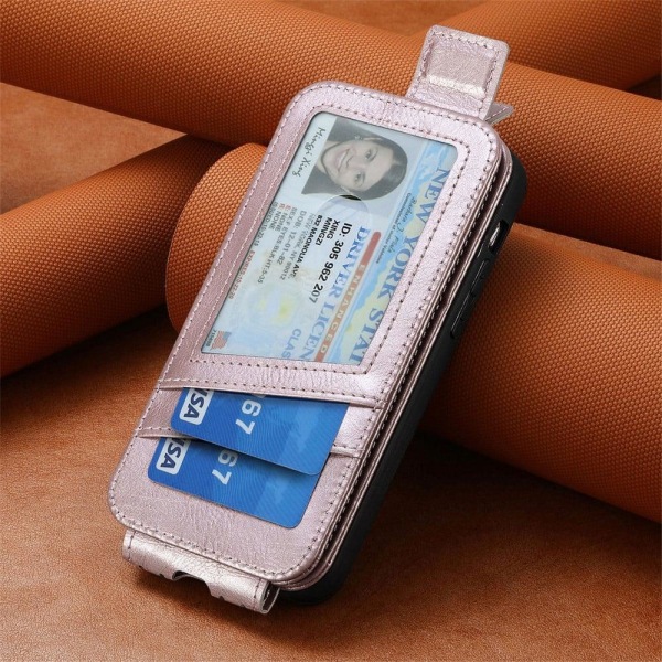 Vertical Flip Phone Suojakotelo With Zipper For Google Pixel 7 Pro - Ruusukulta Pink