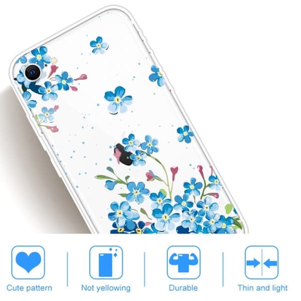 Deco iPhone SE 2020 deksel - Blå blomst Blue