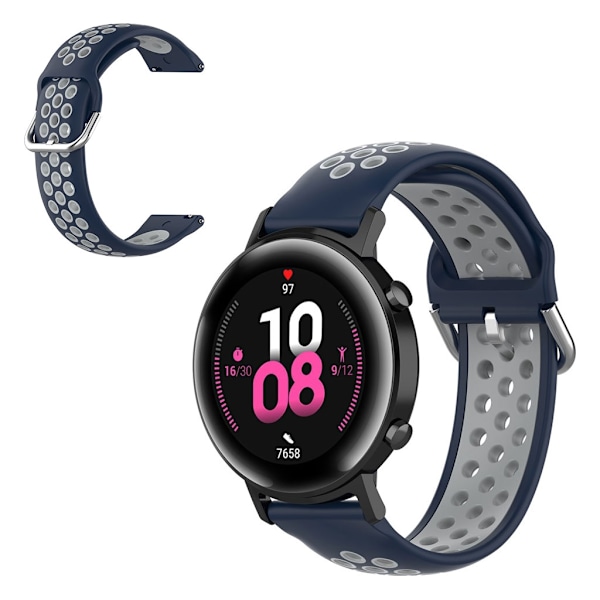 20 mm universell tvåfärgad silikon klockarmband - mörkblå / grå Blå