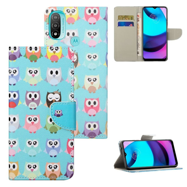 Wonderland Motorola Moto E30 / E20 / E40 Flip Etui - Søde Ugler Multicolor