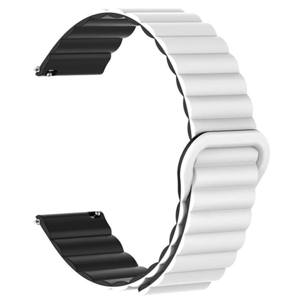 22mm Sport Loop Watch Band Magnetic Silicone Wrist Strap - Hvid + Sort White