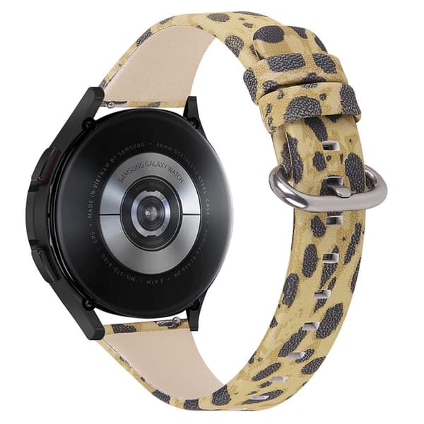 Urrem i ægte læder med leopardmønster til Samsung Galaxy Watch - Armygrøn Leopard Multicolor
