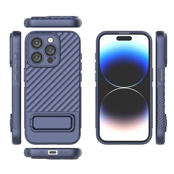 Skyddande reptåligt iPhone 15 Pro skal med stativ - Silver/Grå Silvergrå
