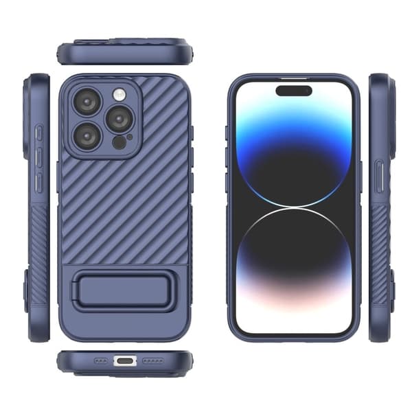 Suojaava naarmuuntumaton kuori jalustalla iPhone 15 Pro - Hopea/Harmaa Silver grey