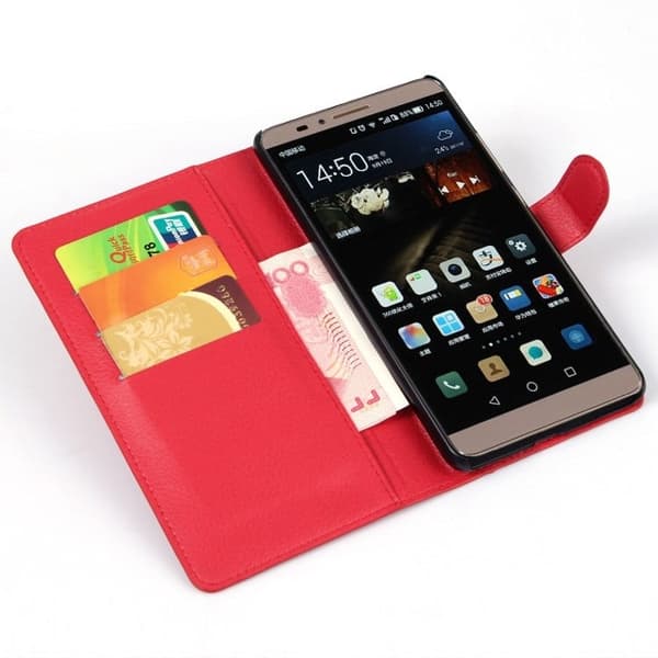 Kvist Huawei Ascend Mate7 Lær Flipp Etui - Rød Red