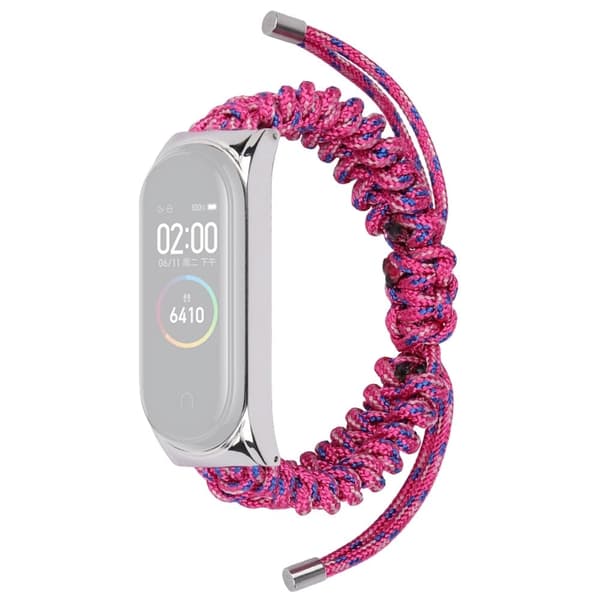 Xiaomi Mi Smart Band 4 / 3 nylon klockarmband med dragsko - Ros Rosa