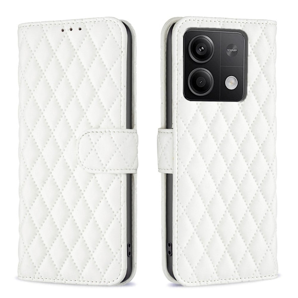 Rombemønster, matt flip-deksel for Xiaomi Redmi Note 13 - Hvit White