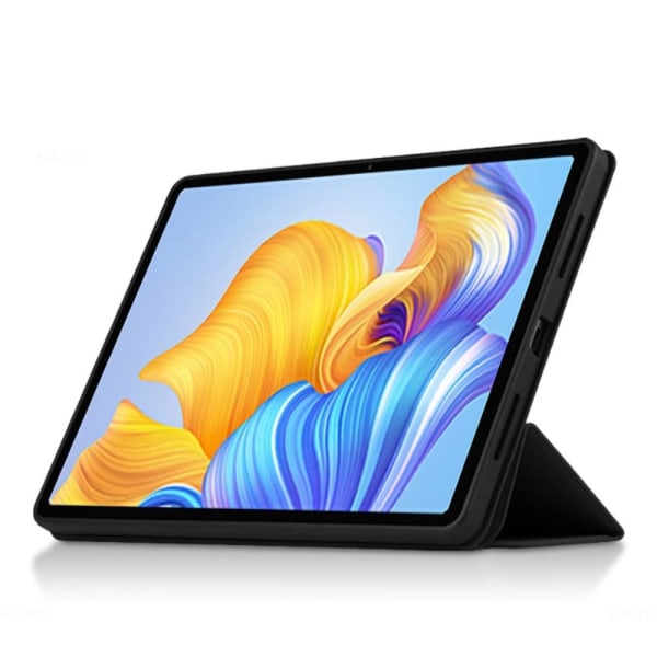 Kolminkertainen nahkainen jalusta tapauksessa Honor Pad 8 - Musta Black