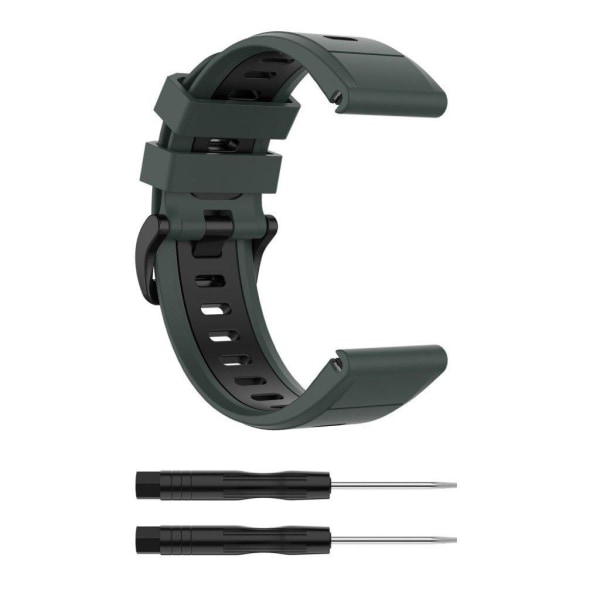 Garmin Fenix 6X / 5X tofarvet silikone-urrem - Grøn / Sort Green