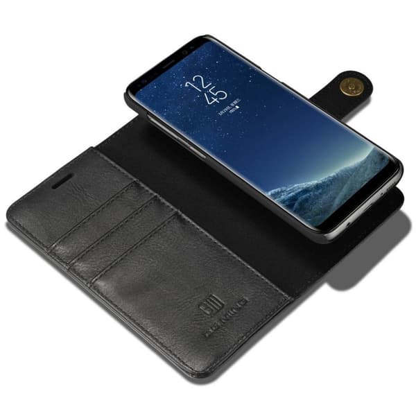 DG.MING Samsung Galaxy S8 etui laget av plastikk og split lær - Svart Black