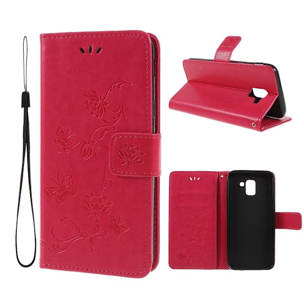 Butterfly läder Samsung Galaxy J6 (2018) fodral - Rosa Rosa