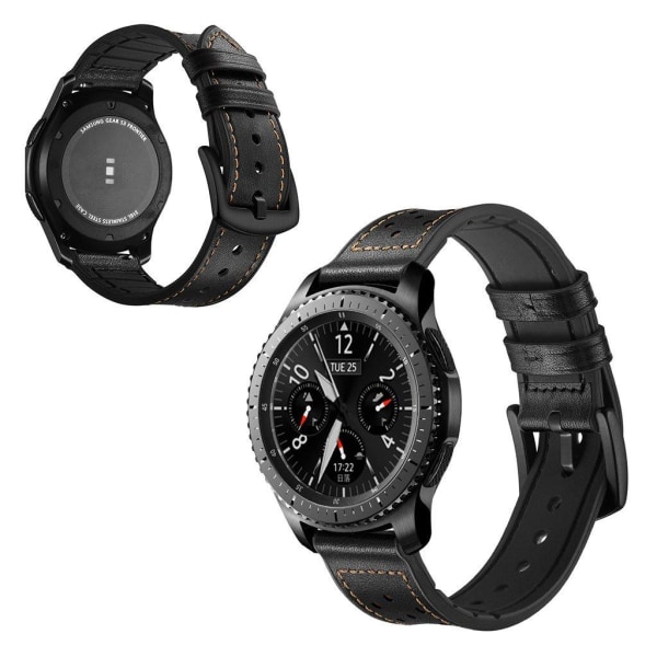 Samsung Gear S3 / Frontier genuine leather watch band - Black Svart