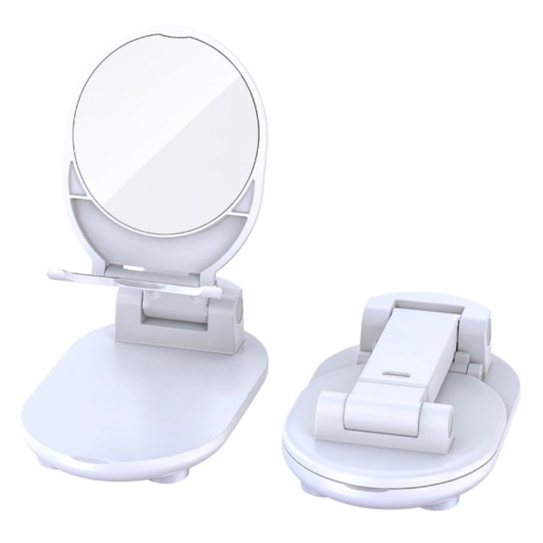 Universal foldable desktop phone bracket with makeup mirror - Wh Vit