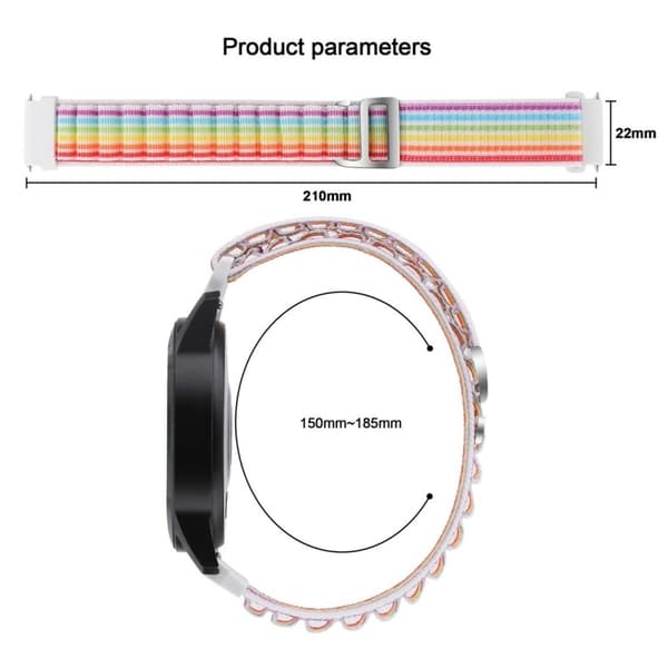 22mm Universal nylon kellohihna - Valkoinen White
