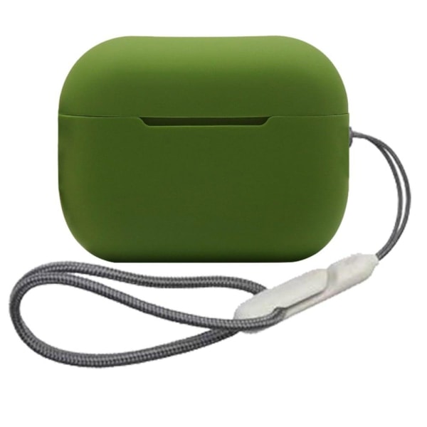 AirPods Pro 2 silikoneetui med snor - Militærgrøn Green