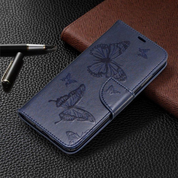 Butterfly läder Nokia 3.2 fodral - Blå Blå