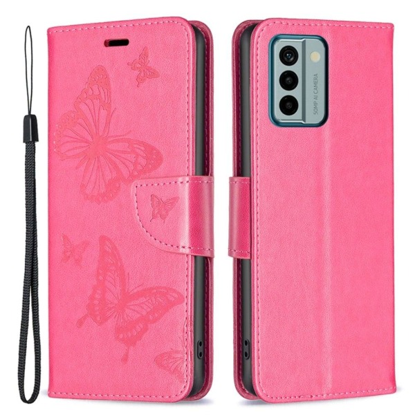 Butterfly Nokia G22 Läppäkotelo - Rose Pink