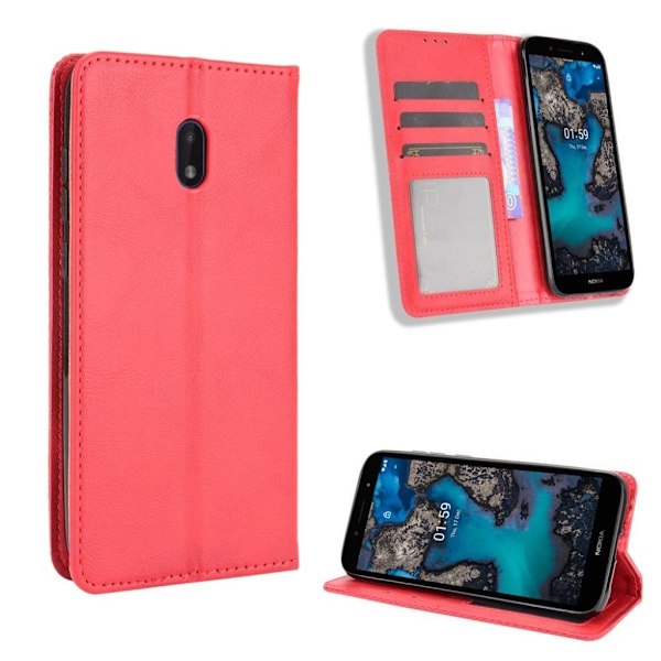Bofink Vintage Nokia C1 Plus Nahkakotelo - Punainen Red