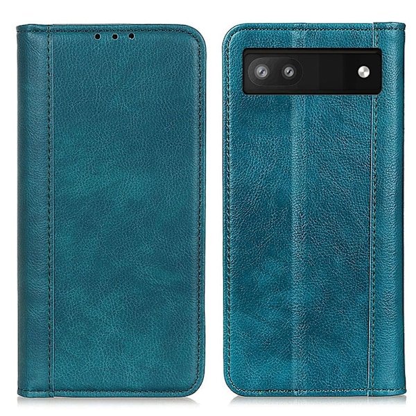 Äkta läder Google Pixel 7a fodral med magnetisk stängning Grön