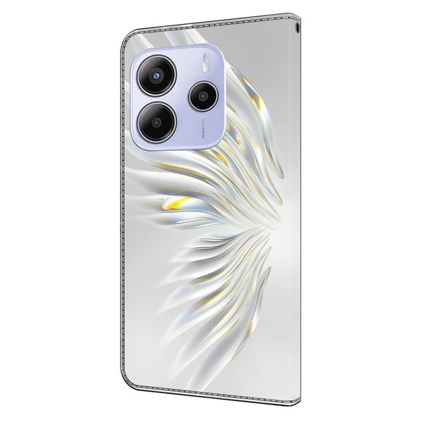 Xiaomi Redmi Note 14 5G Plånboksfodral Mönster Tryck Stativ Läder Flip Telefonskal - Kristallvingar Vit