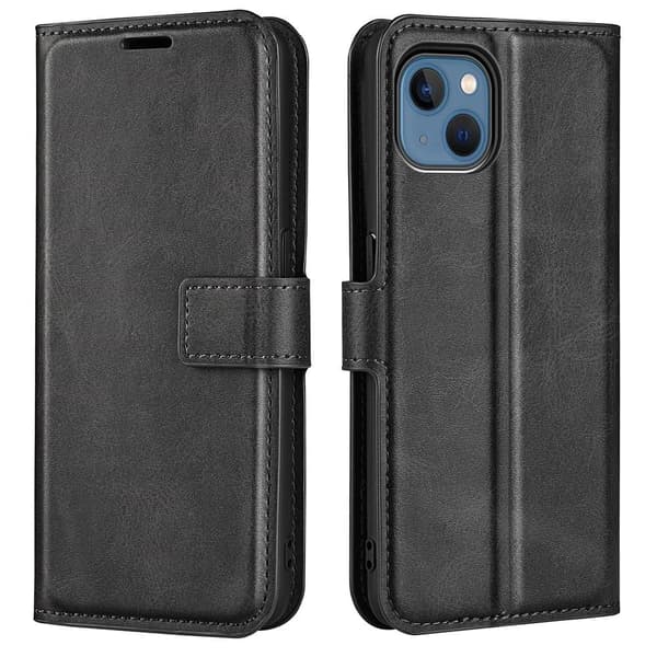 iPhone 14 Plus nahkainen lompakokkotelo - Musta Black