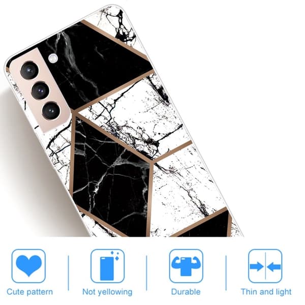 Marble Samsung Galaxy S22 Suojakotelo - Musta And Valkoinen Marble Shape Multicolor