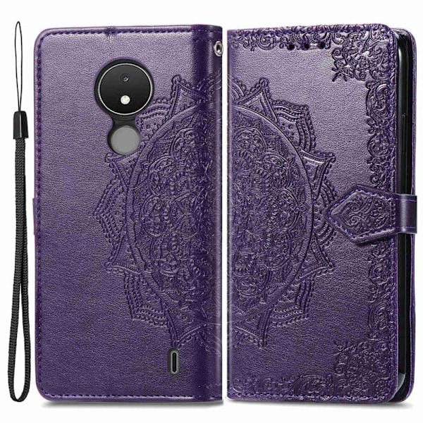 Mandala läder Nokia C21 fodral - Lila Lila