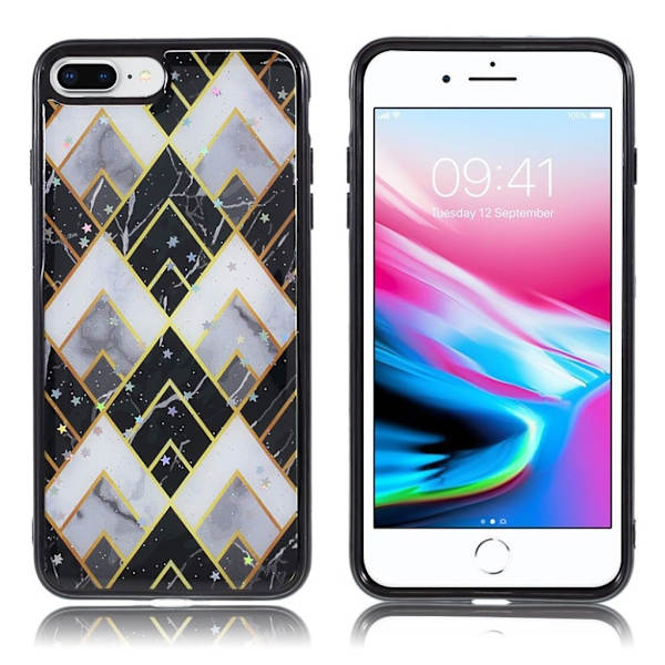 Marble iPhone 7 Plus / 8 Plus Etui - Svart / Hvit Black